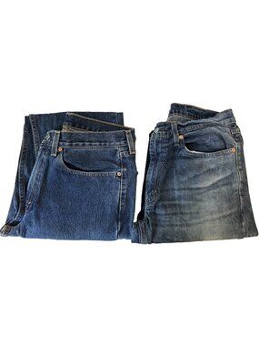 2 pair 550 541 Levi's 34x36 men's blue jeans denim dark wash dad straight stress